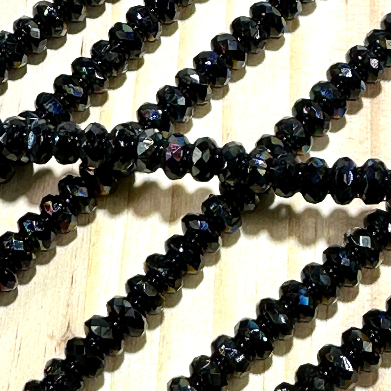 Czech Faceted Glass Doughnut Shaped Fire Polished Rondelle Spacer Beads 4x7mm Jet Celsian tire/donut beads 42pcs J799