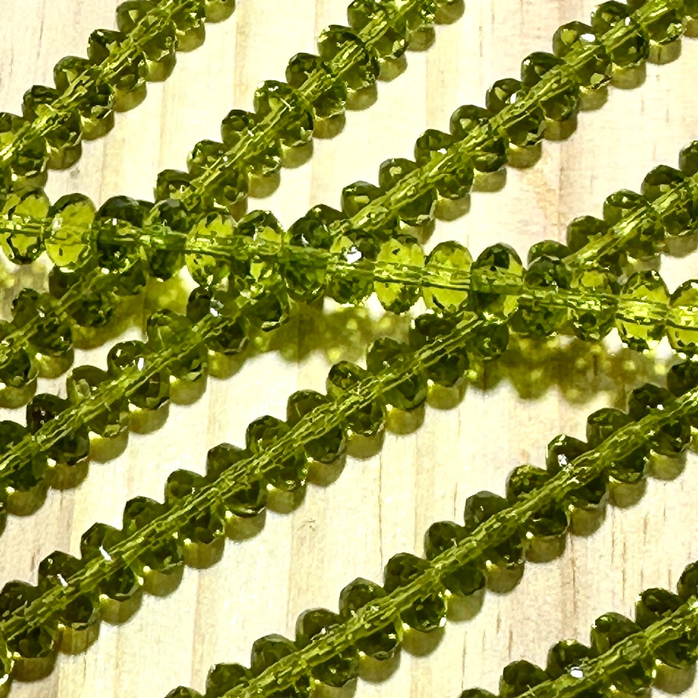 Czech Faceted Glass Doughnut Shaped Fire Polished Rondelle Spacer Beads 4x7mm Olivine tire/donut beads 42pcs J807