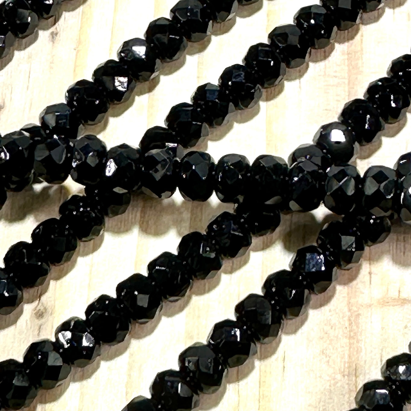 Czech Faceted Glass Doughnut Shaped Fire Polished Rondelle Spacer Beads 5x7mm Jet black tire/donut beads 36pcs J809