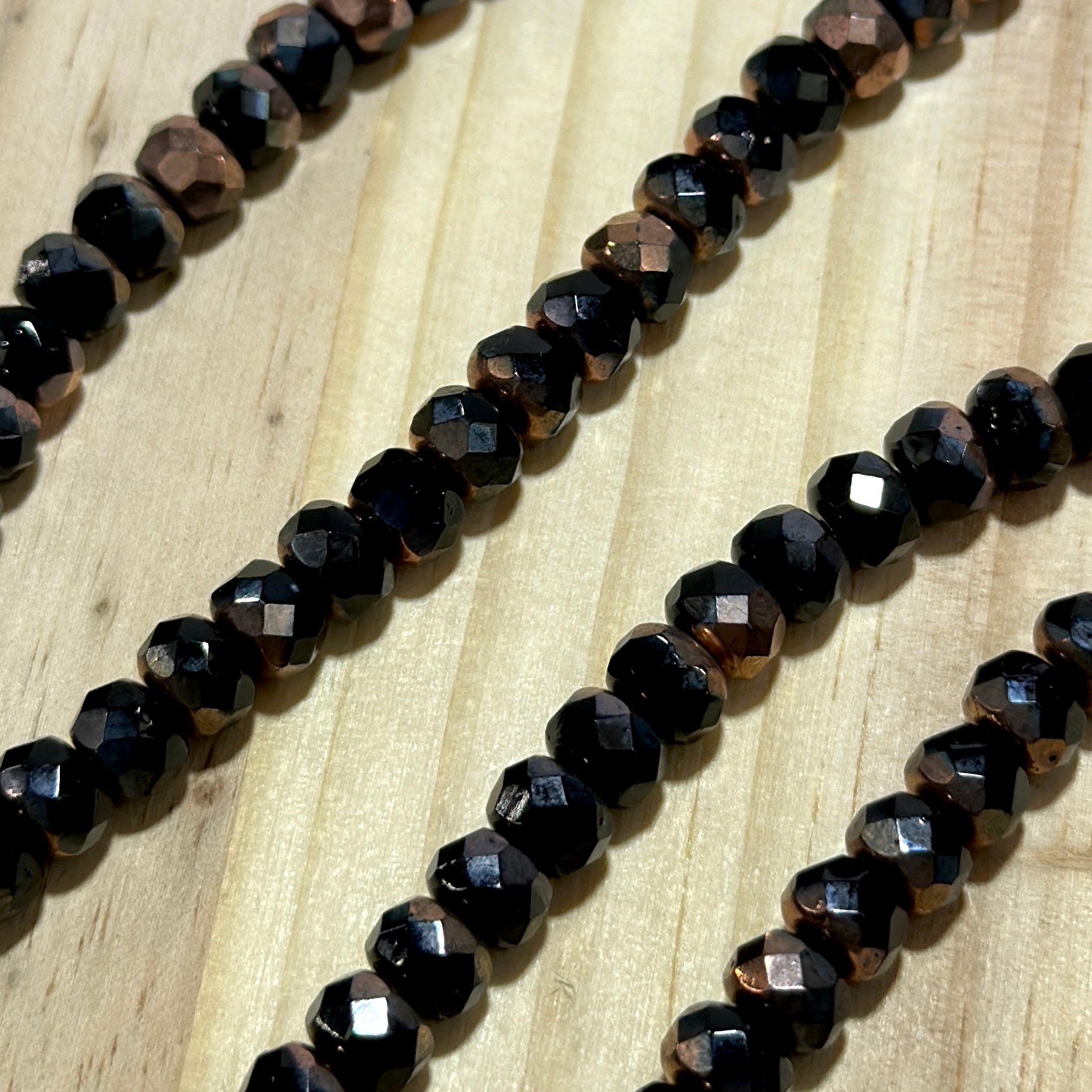 Czech Faceted Glass Doughnut Shaped Fire Polished Rondelle Spacer Beads 5x7mm Jet Capri Gold Bronze tire/donut beads 36pcs J814