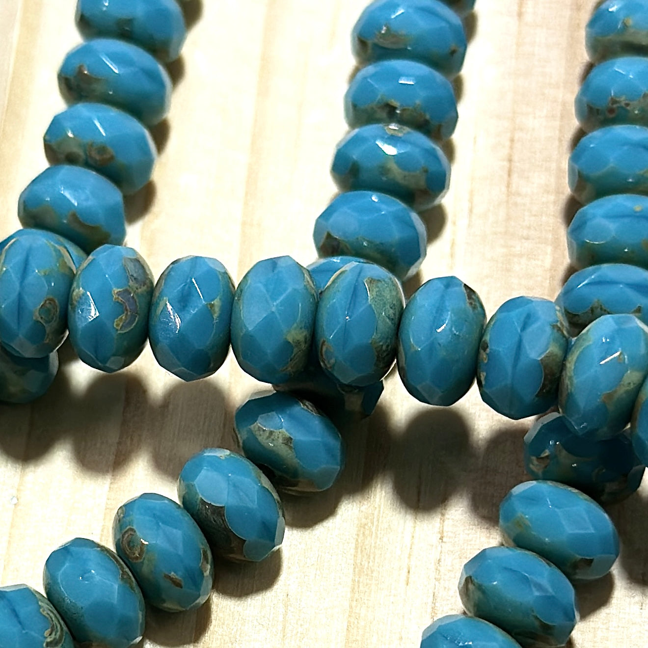 Czech Faceted Glass Doughnut Shaped Fire Polished Rondelle Spacer Beads 6x9mm Opaque Blue Picasso tire/donut beads 28pcs J827