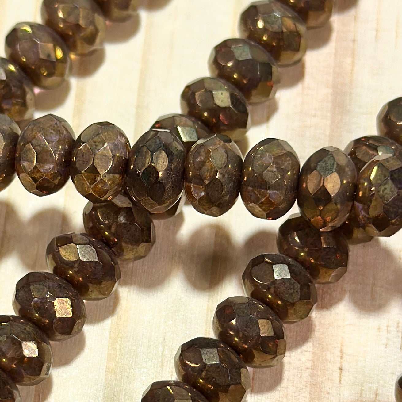 Czech Faceted Glass Doughnut Shaped Fire Polished Rondelle Spacer Beads 6x9mm Crystal Bronze tire/donut beads 28pcs J830