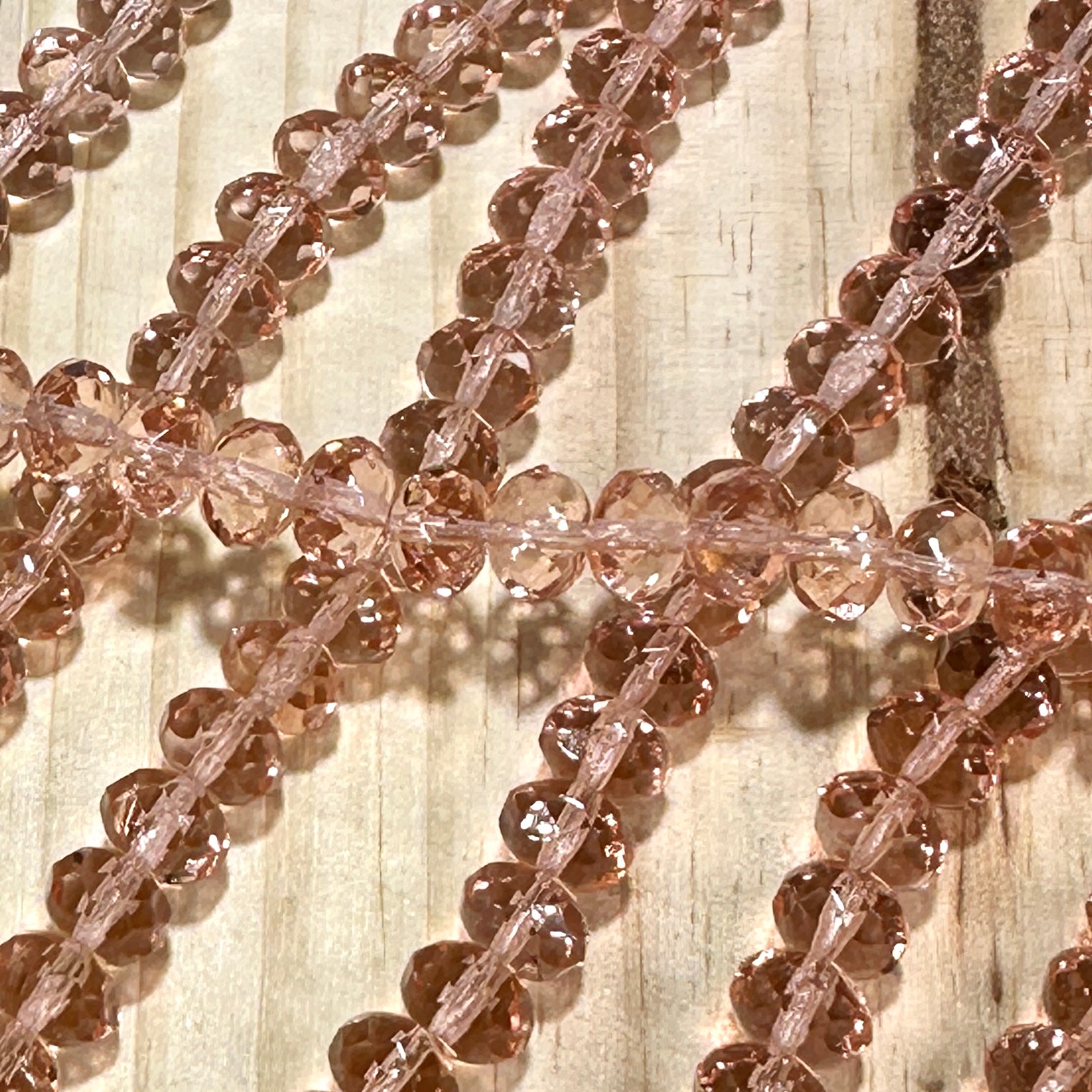 Czech Faceted Glass Doughnut Shaped Fire Polished Rondelle Spacer Beads 6x9mm Light Peach pink tire/donut beads 28pcs J835