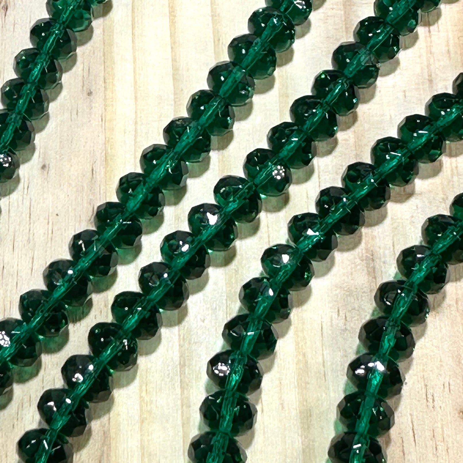 Czech Faceted Glass Doughnut Shaped Fire Polished Rondelle Spacer Beads 6x9mm Emerald tire/donut beads 28pcs J837
