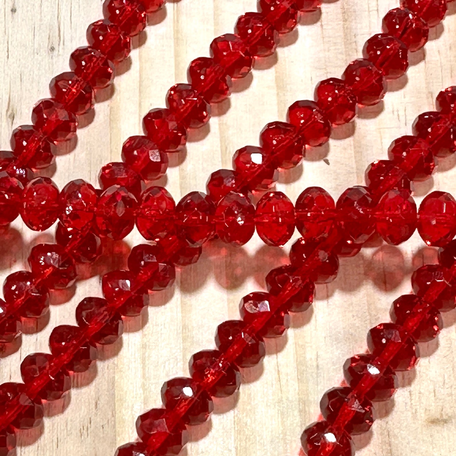 Czech Faceted Glass Doughnut Shaped Fire Polished Rondelle Spacer Beads 6x9mm Light Siam red tire/donut beads 28pcs J838