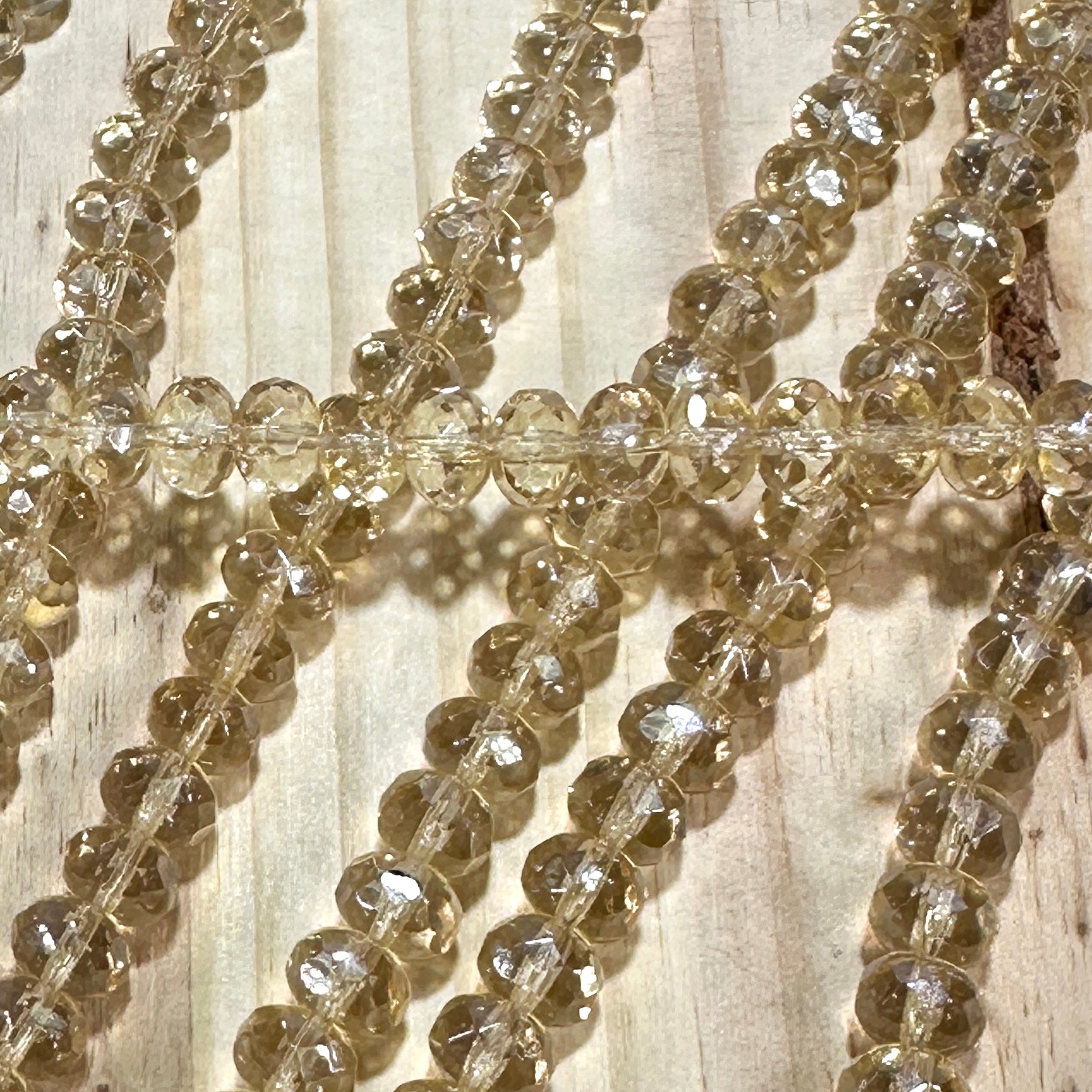 Czech Faceted Glass Doughnut Shaped Fire Polished Rondelle Spacer Beads 6x9mm Crystal Champagne tire/donut beads 28pcs J842