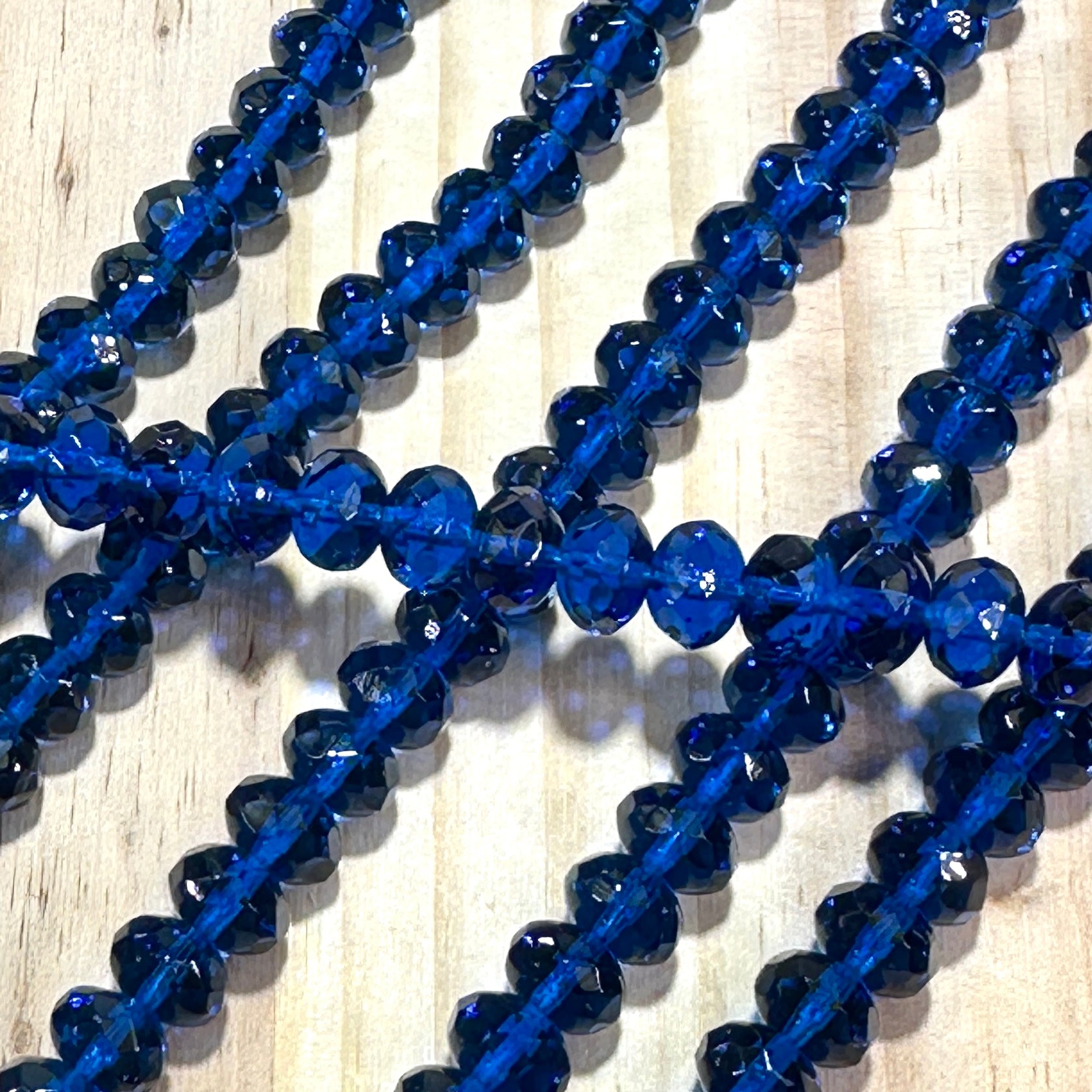 Czech Faceted Glass Doughnut Shaped Fire Polished Rondelle Spacer Beads 6x9mm Dark Aqua blue tire/donut beads 28pcs J845