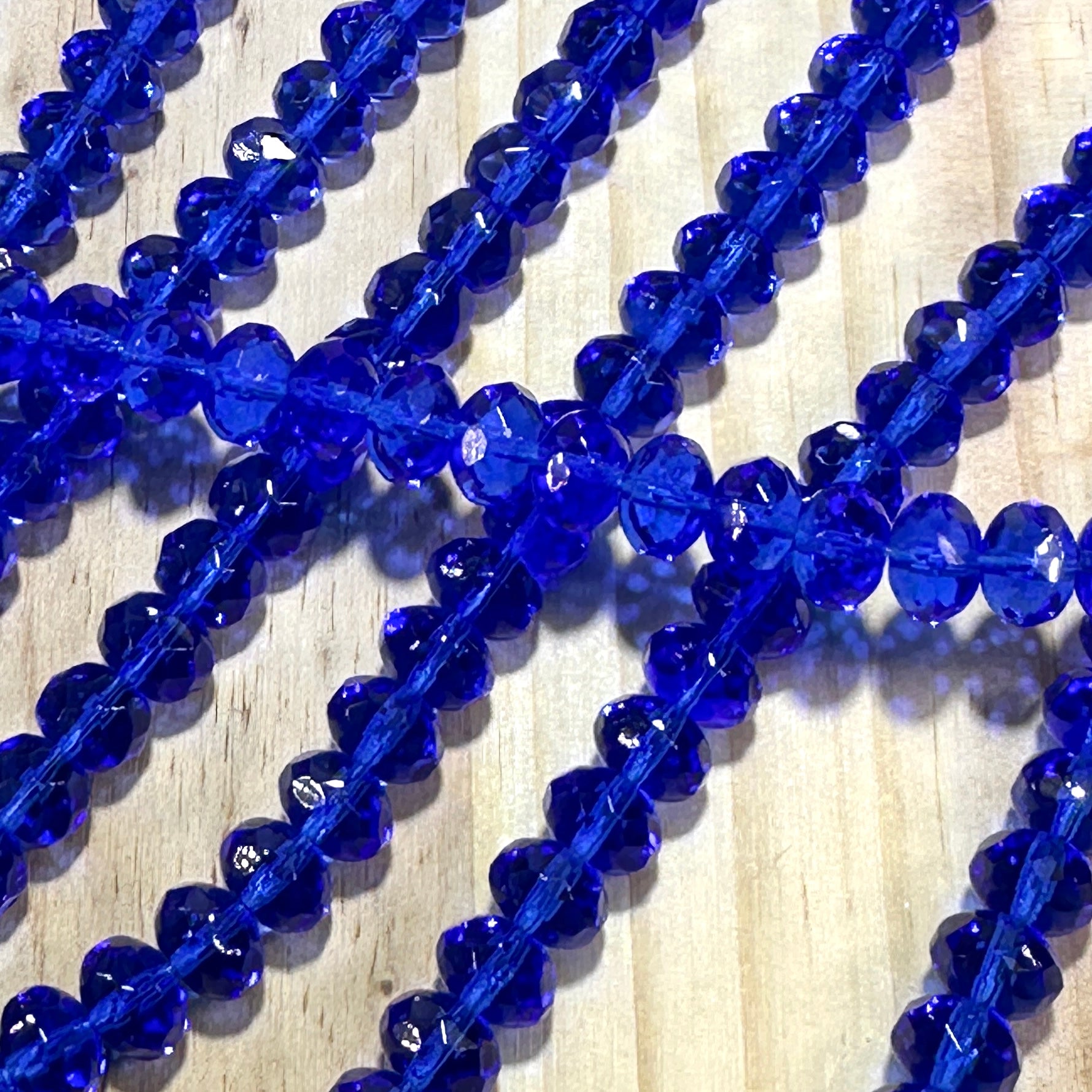 Czech Faceted Glass Doughnut Shaped Fire Polished Rondelle Spacer Beads 6x9mm Sapphire blue tire/donut beads 28pcs J846