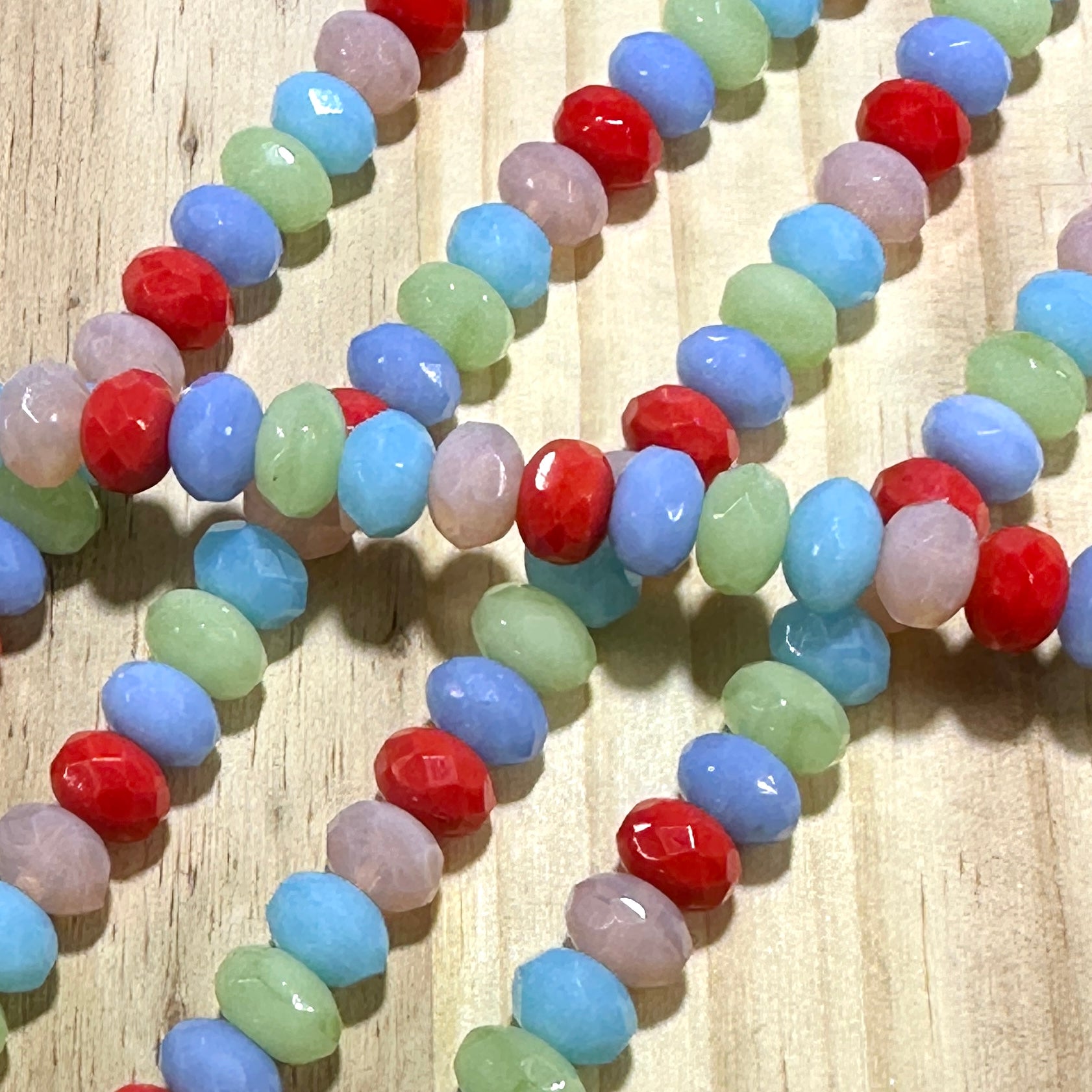Czech Faceted Glass Doughnut Shaped Fire Polished Rondelle Spacer Beads 6x9mm Opal Mix tire/donut beads 28pcs J848