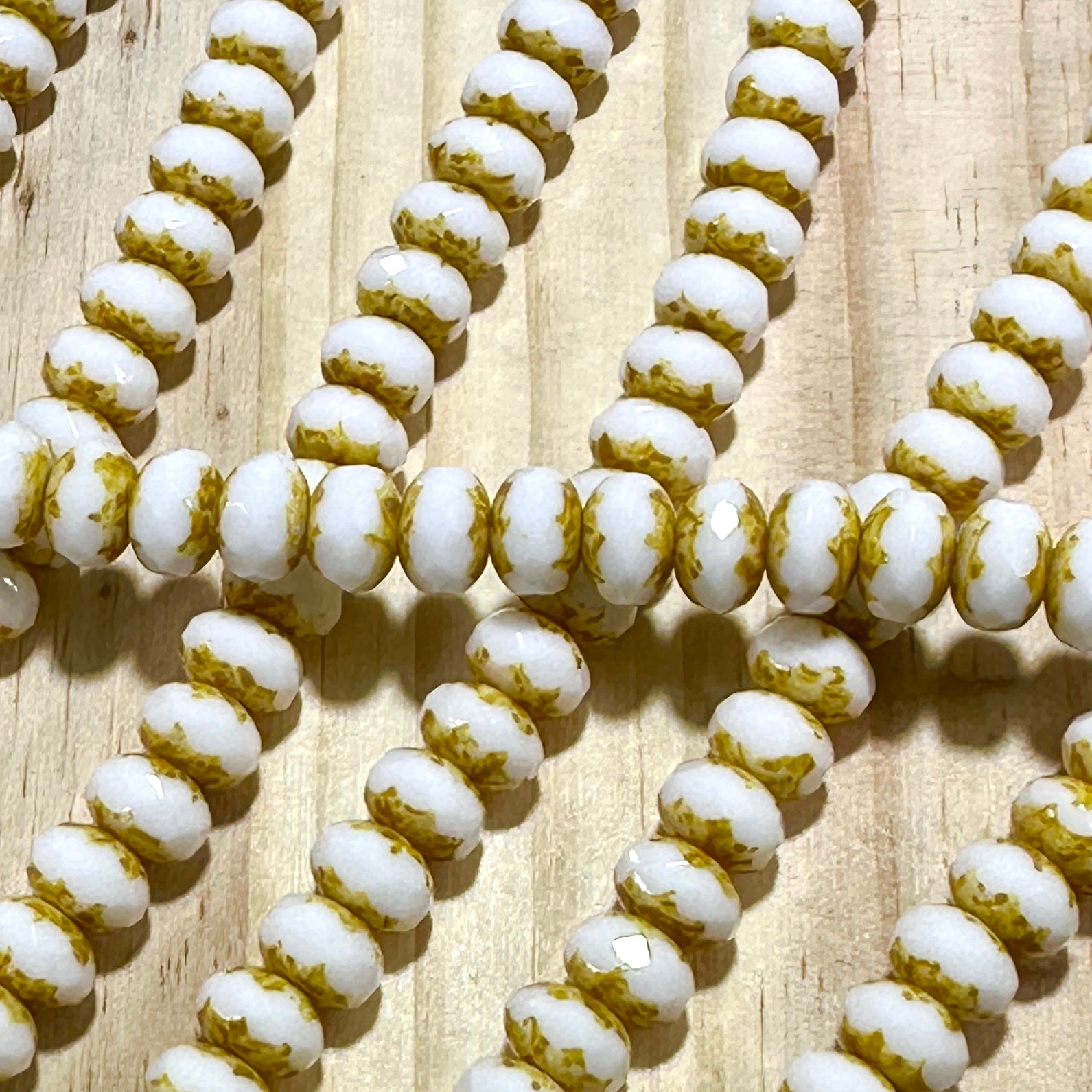 Czech Faceted Glass Doughnut Shaped Fire Polished Rondelle Spacer Beads 6x9mm Butter Pecan tire/donut beads 28pcs J850