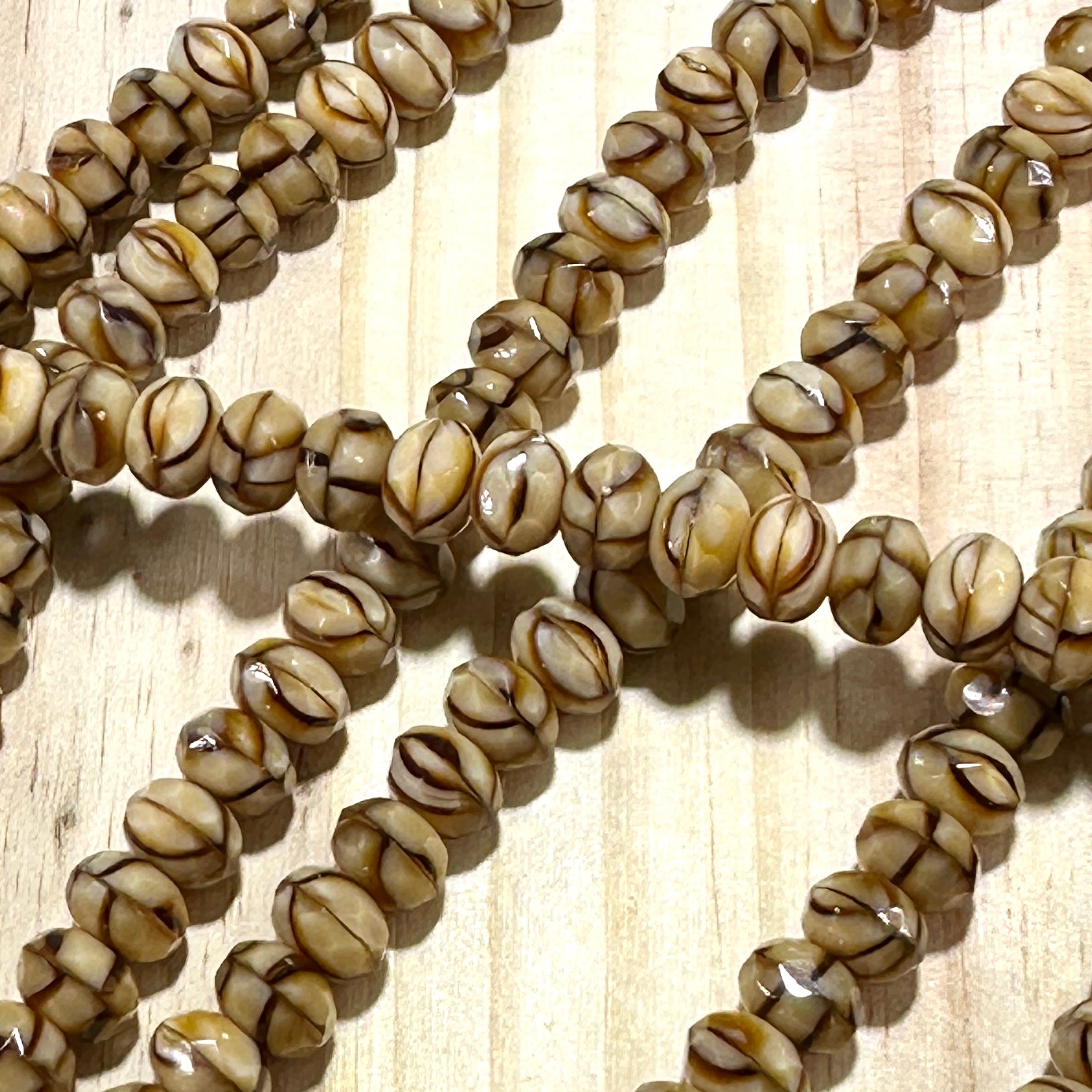 Czech Faceted Glass Doughnut Shaped Fire Polished Rondelle Spacer Beads 6x9mm Giraffe tire/donut beads 28pcs J851