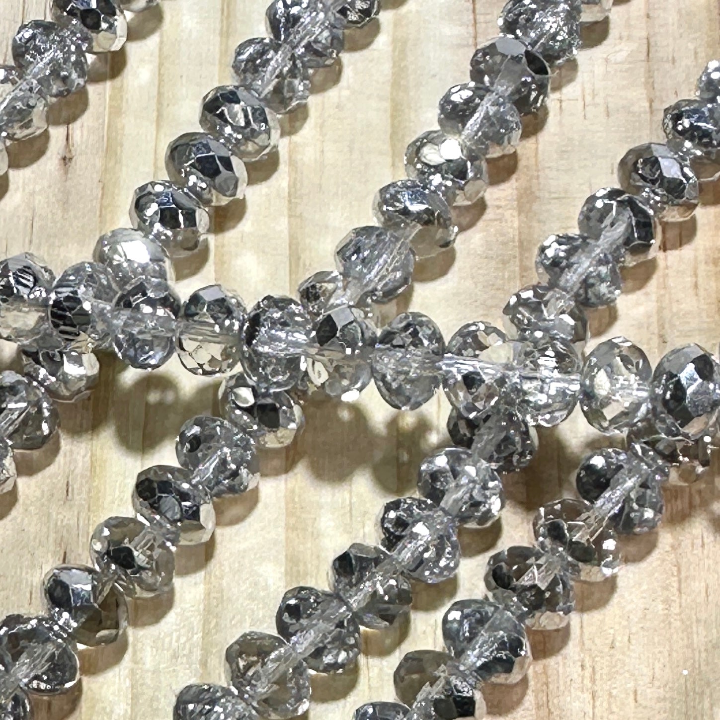 Czech Faceted Glass Doughnut Shaped Fire Polished Rondelle Spacer Beads 6x9mm Crystal Labrador half silver tire/donut beads 28pcs J854