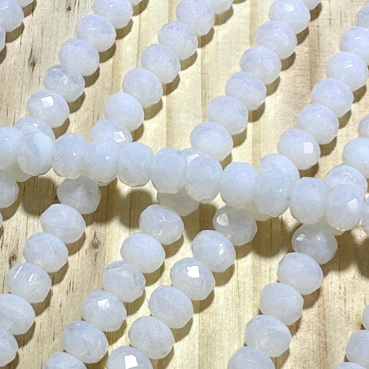 Czech Faceted Glass Doughnut Shaped Fire Polished Rondelle Spacer Beads 6x9mm White Opal milky tire/donut beads 28pcs J855
