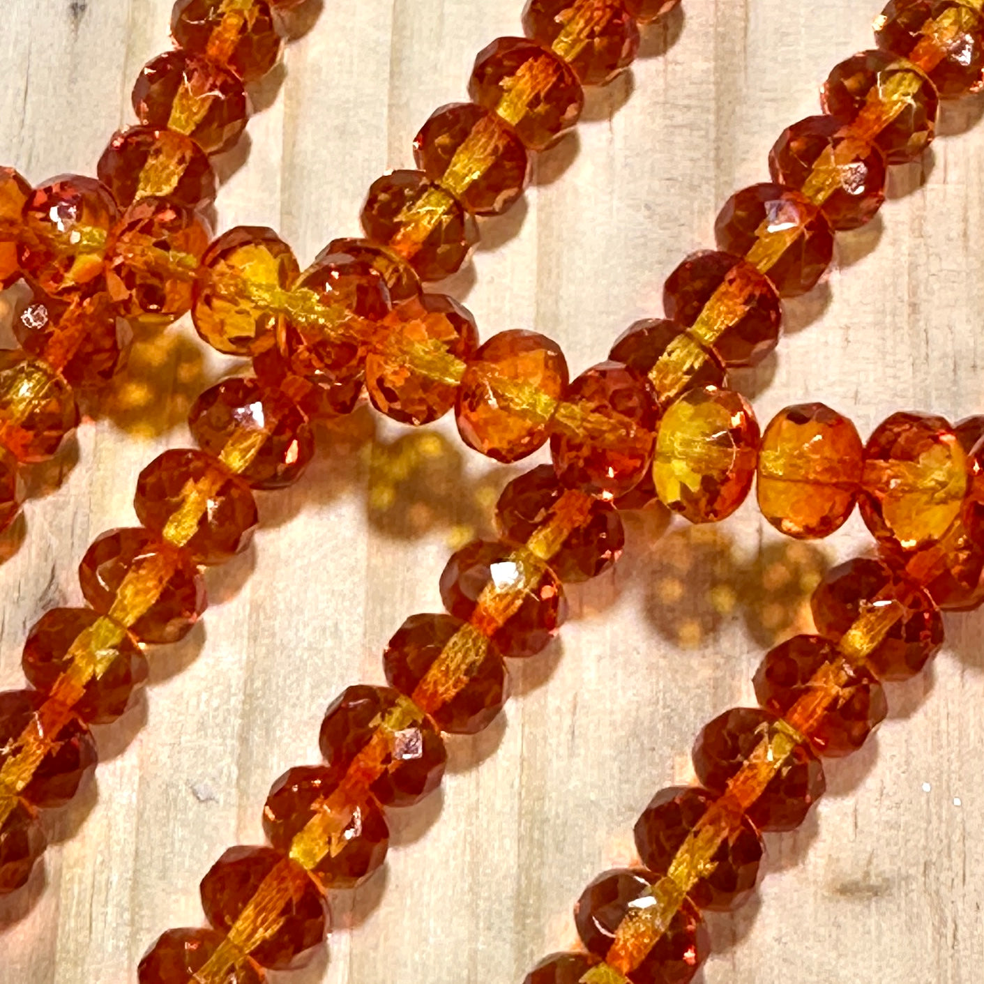 Czech Faceted Glass Doughnut Shaped Fire Polished Rondelle Spacer Beads 6x9mm FireOpal 2-tone tire/donut beads 28pcs J858
