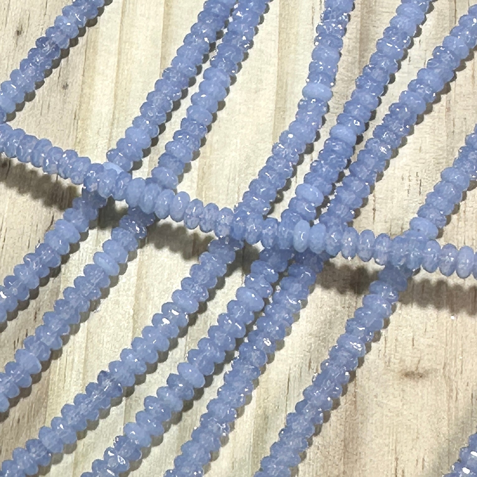 Czech Faceted Glass Doughnut Shaped Fire Polished Rondelle Spacer Beads 2.5x4mm Sky Blue Opal tire/donut beads 72pcs J861