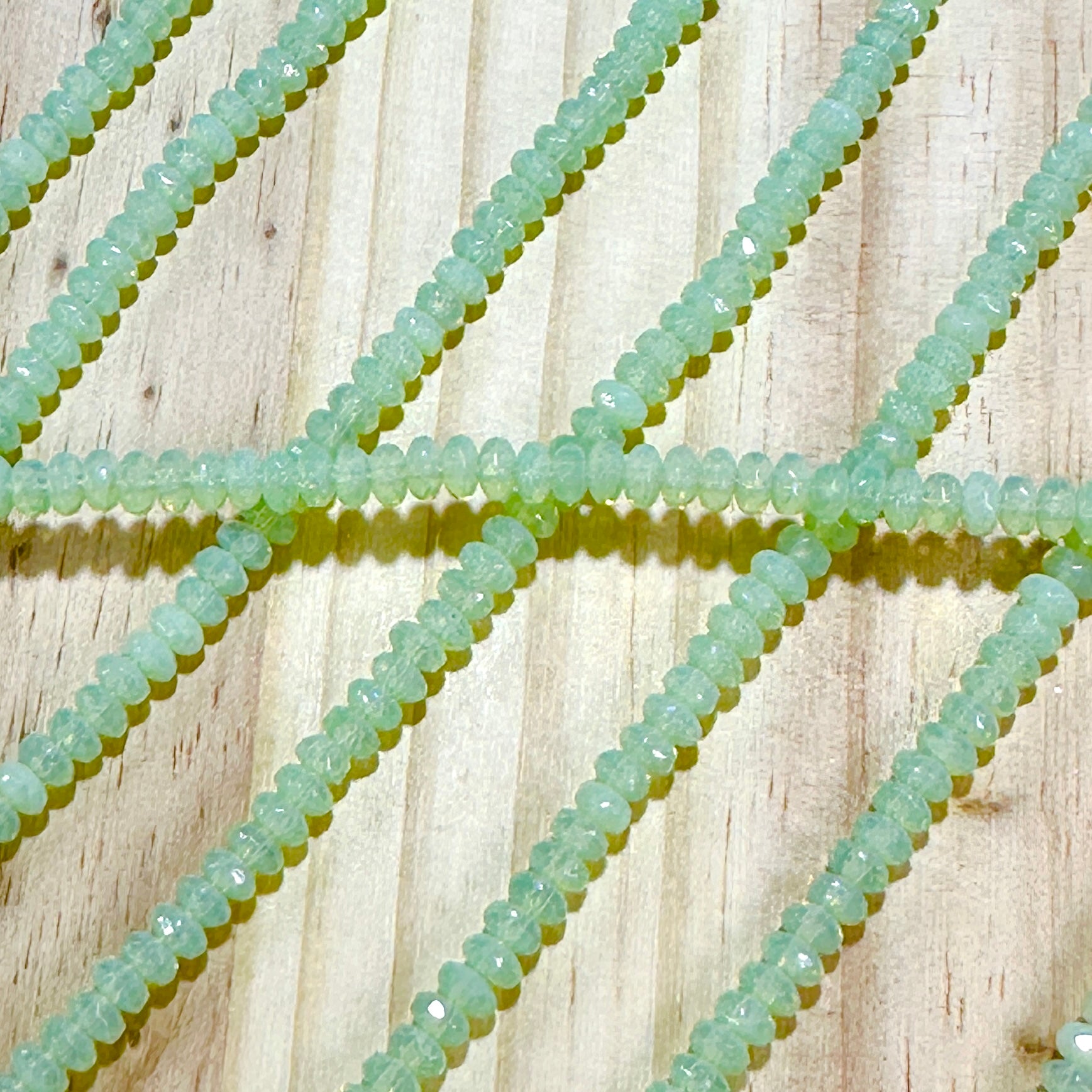 Czech Faceted Glass Doughnut Shaped Fire Polished Rondelle Spacer Beads 2.5x4mm Light Green Opal tire/donut beads 72pcs J862