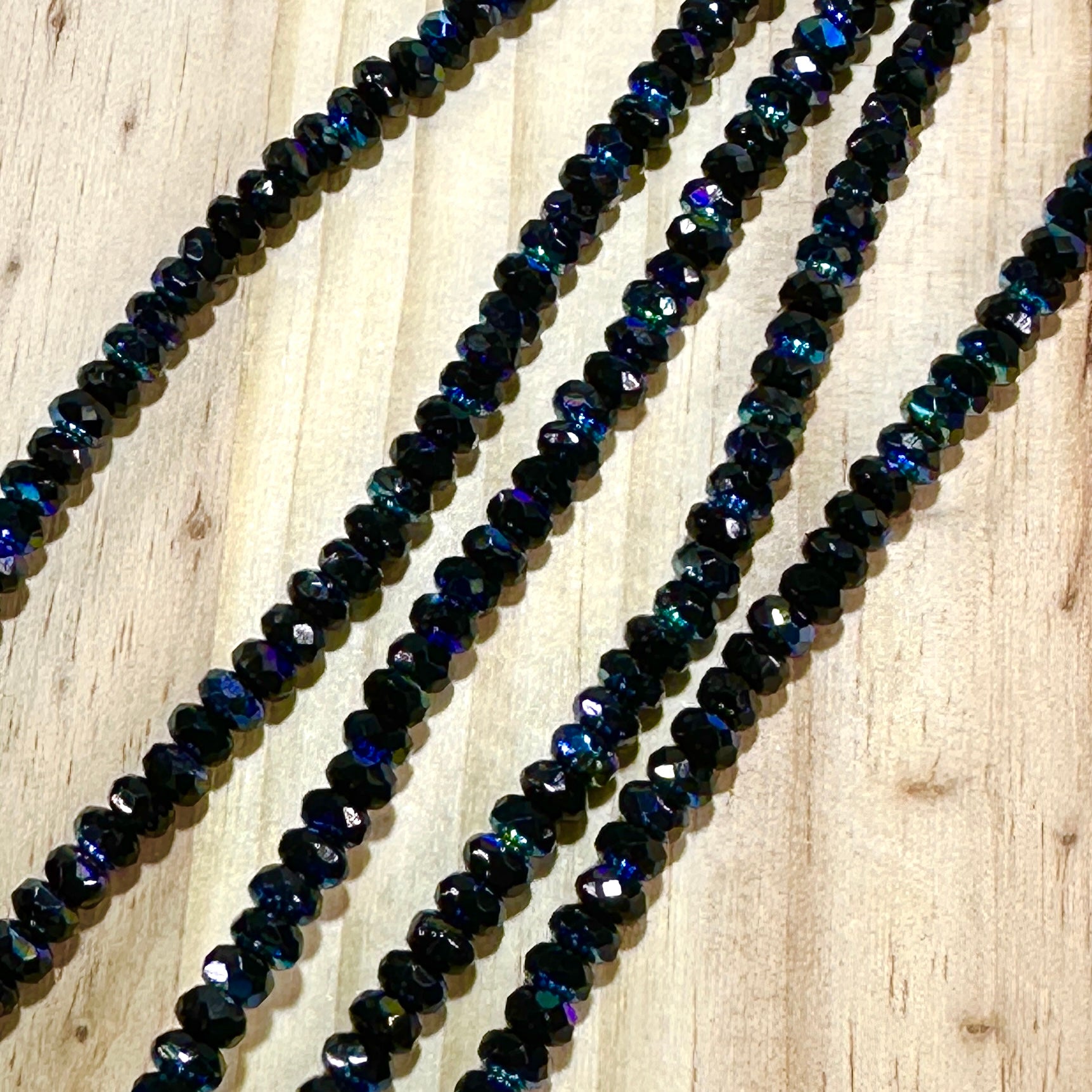 Czech Faceted Glass Doughnut Shaped Fire Polished Rondelle Spacer Beads 3x5mm Jet AB tire/donut beads 59pcs J874