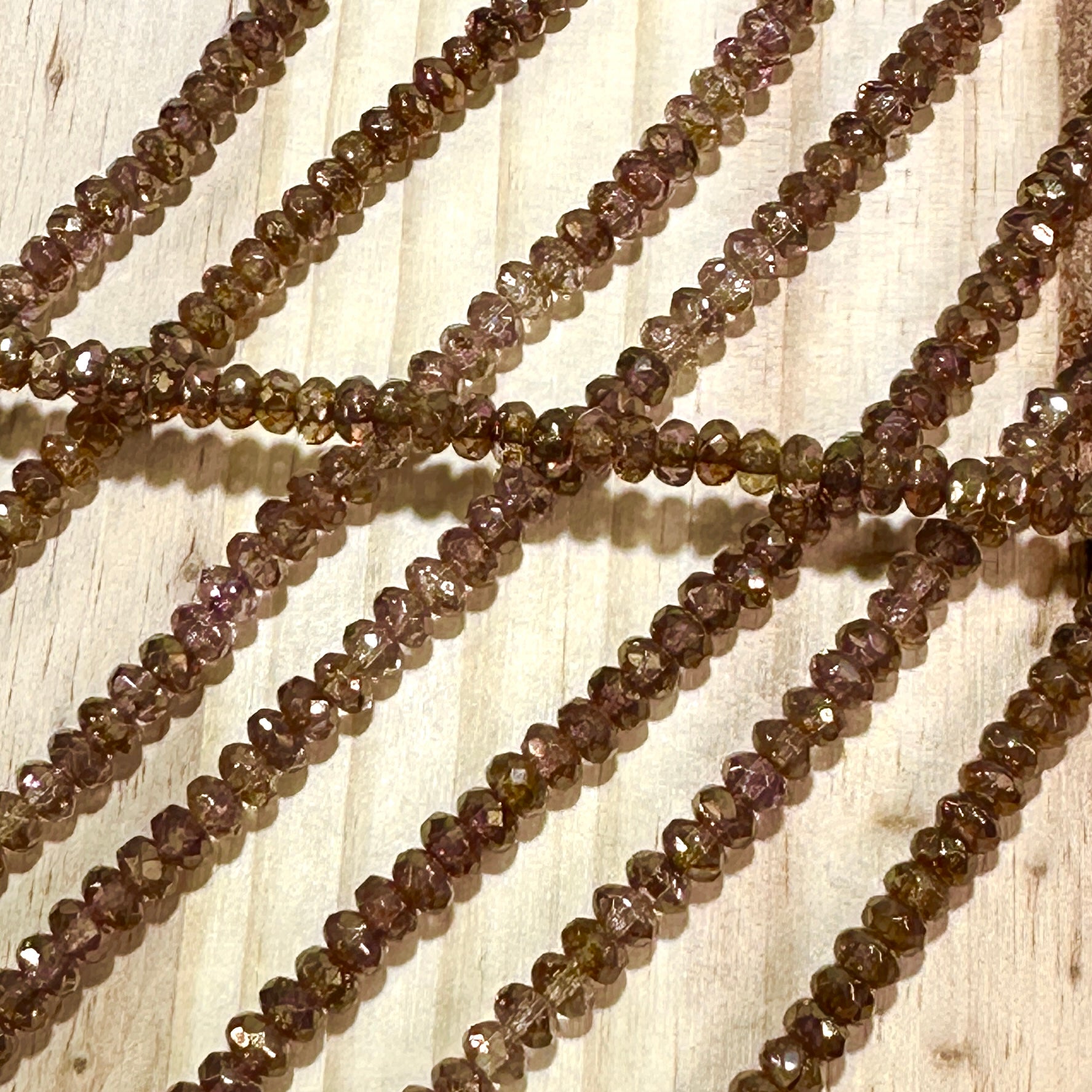 Czech Faceted Glass Doughnut Shaped Fire Polished Rondelle Spacer Beads 3x5mm Brown Luster tire/donut beads 59pcs J875