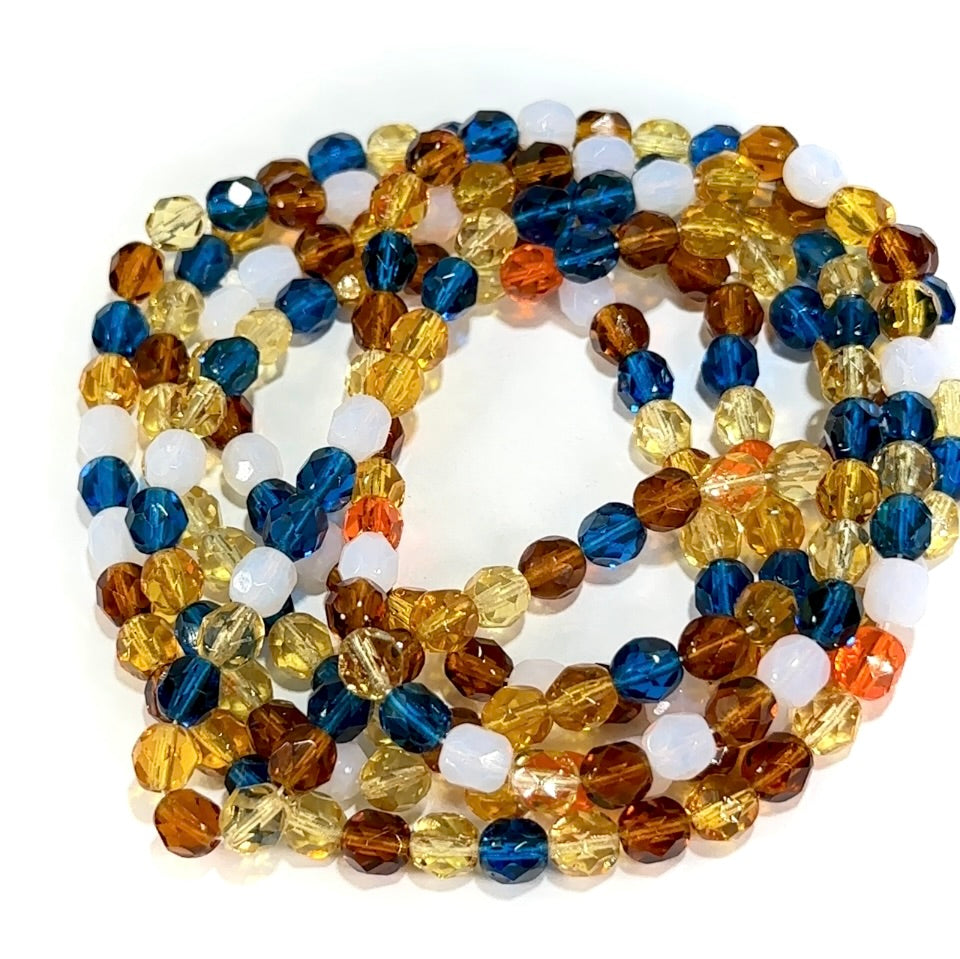 Sunrise Mix Czech Fire Polished Round Faceted Glass Beads 6mm 200pcs J944