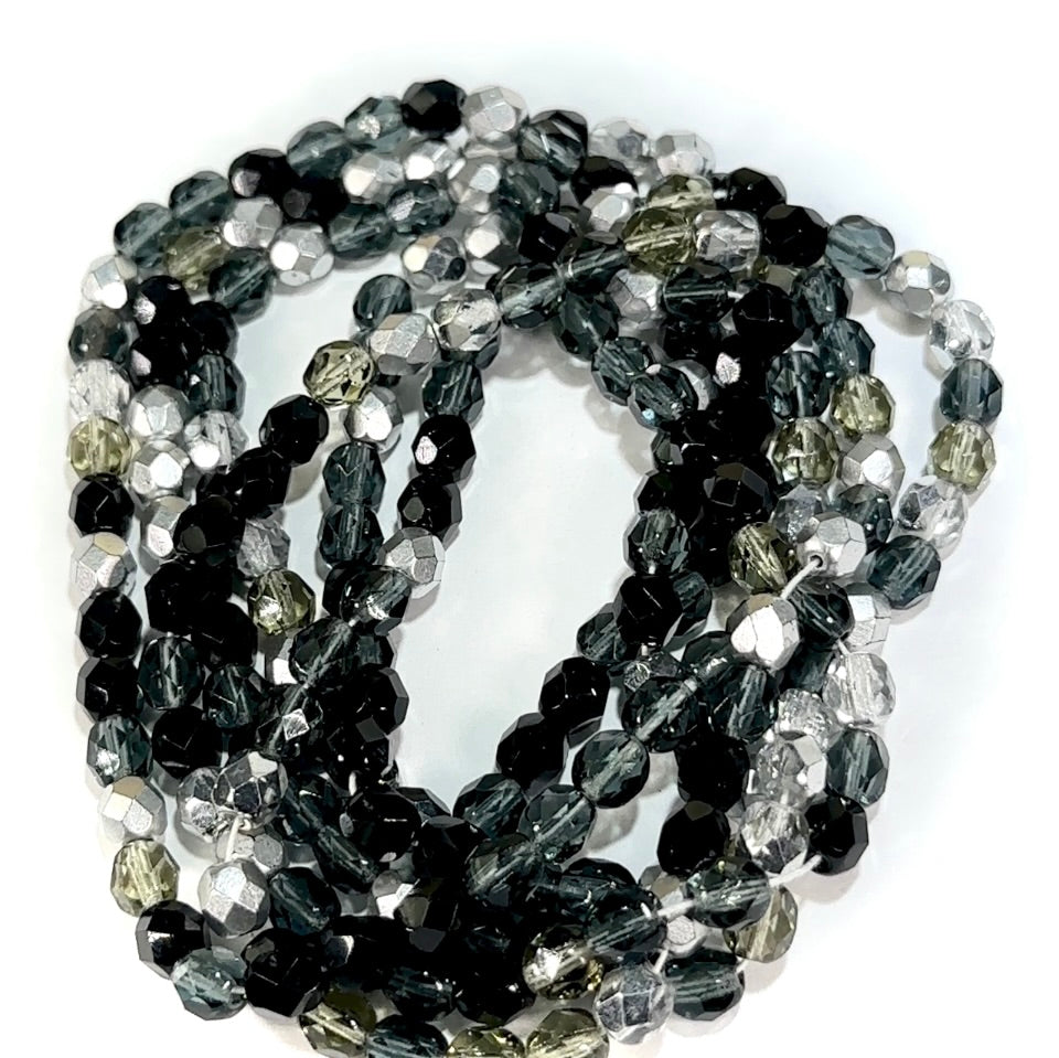 Midnight Mix Czech Fire Polished Round Faceted Glass Beads 6mm 200pcs J945