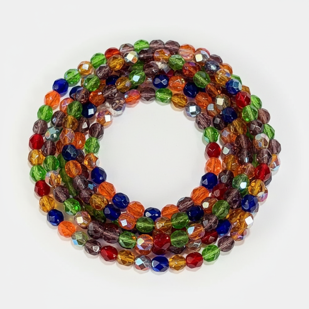 Lollipop AB Mix Czech Fire Polished Round Faceted Glass Beads 6mm 200pcs J946