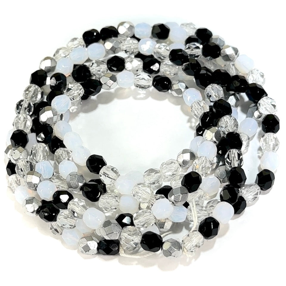 Tuxedo Mix Czech Fire Polished Round Faceted Glass Beads 6mm 200pcs J948