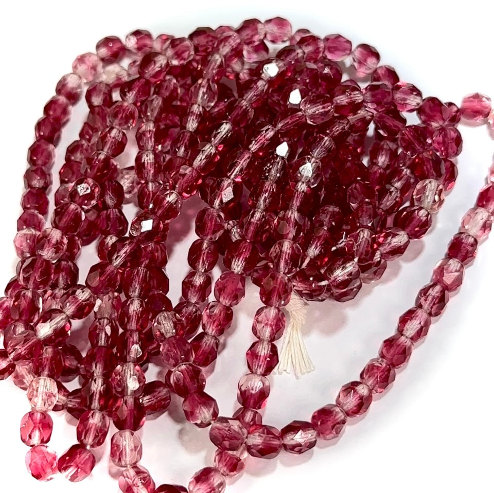 French Fuchsia 2-tone Czech Fire Polished Round Faceted Glass Beads 6mm 300pcs J950
