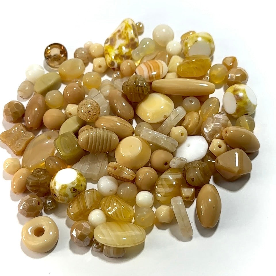 Mix of Desert Sand Czech Glass Druk Preciosa Ornela beads 60grams J960F