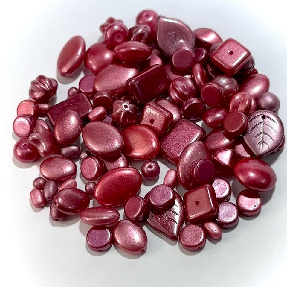 Mix of Bordeaux Czech Glass Druk Preciosa Ornela beads 60grams J960H