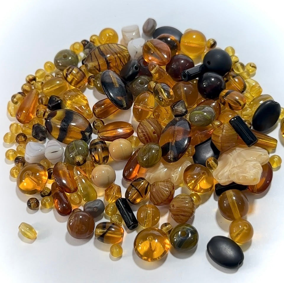 Mix of Topaz #2 Czech Glass Druk Preciosa Ornela beads 60grams J960L