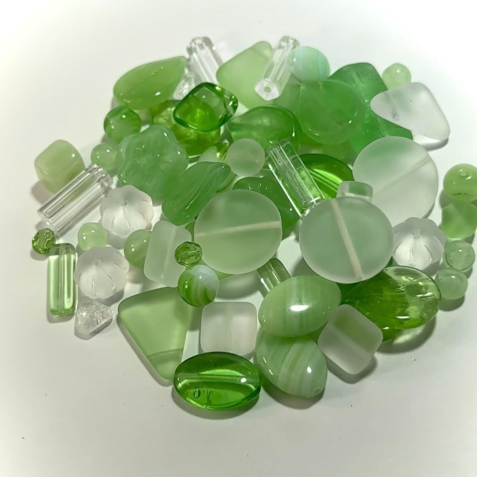 Mix of Mojito Green Czech Glass Druk Preciosa Ornela beads 60grams J960P