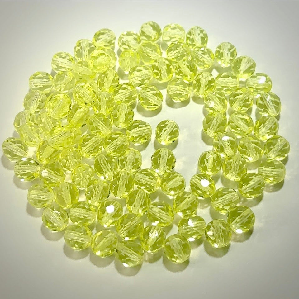 Lemonade Yellow loose Traditional Czech Fire Polished Round Faceted Glass Beads 3mm 4mm 6mm 8mm 10mm 12mm