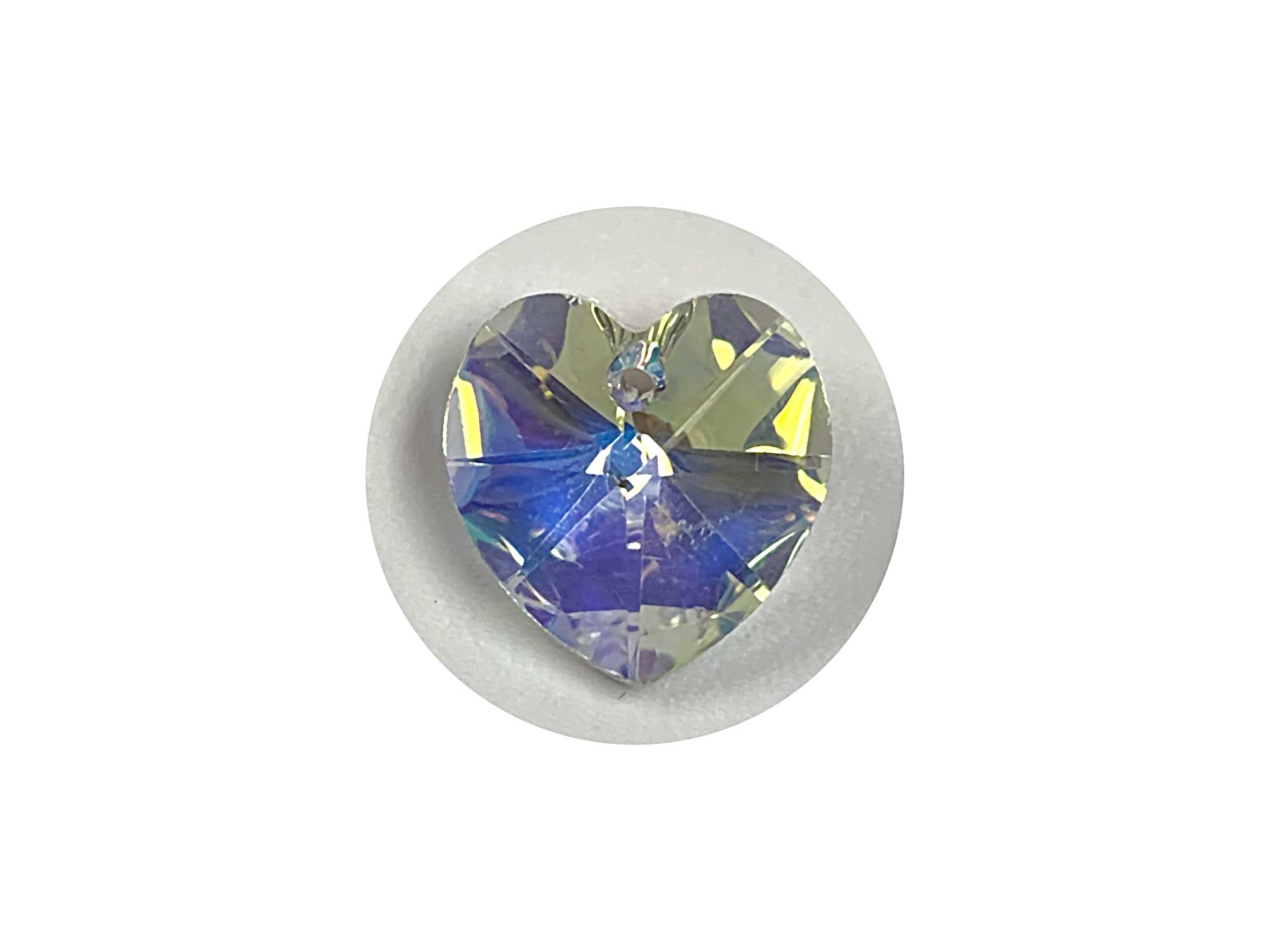 Crystal AB Preciosa Genuine Czech Crystals 1-Hole Heart Pendants 18mm top drilled 4pcs J236