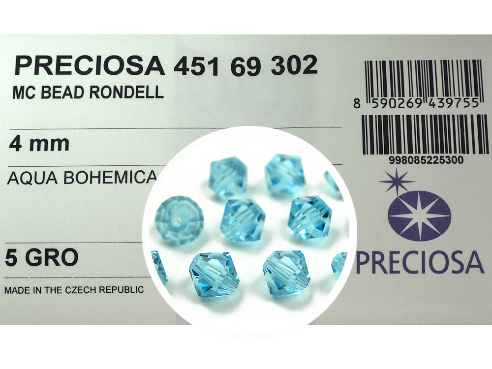 Aqua Bohemica Czech Glass Beads Machine Cut Bicones (MC Rondell Diamond Shape) light blue Aquamarine crystals 3mm 4mm 6mm 8mm