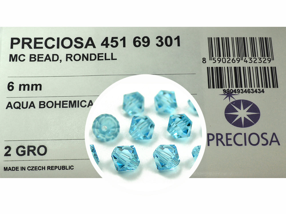 Aqua Bohemica Czech Glass Beads Machine Cut Bicones (MC Rondell Diamond Shape) light blue Aquamarine crystals 3mm 4mm 6mm 8mm