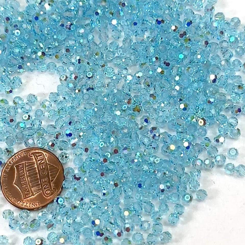 Aqua Bohemica AB Czech Machine Cut Round Crystal Beads 3mm 144 pieces