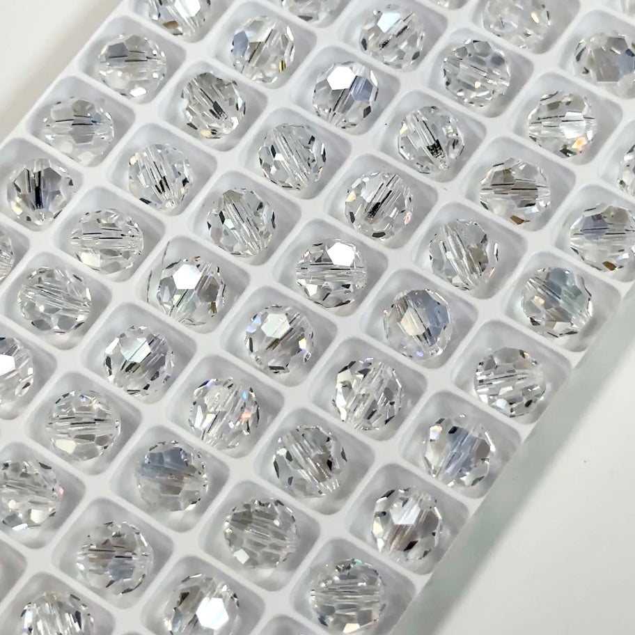 Crystal Argent Flare coated Czech Machine Cut Round Crystal Beads clear moonlight 8mm Rosary Size Faceted Beads