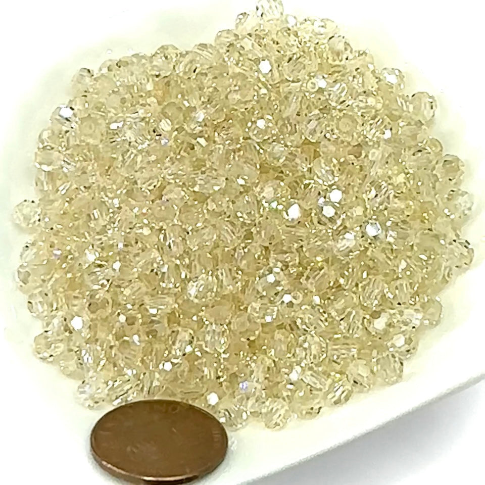 Crystal Blond Flare coated Czech Machine Cut Round Crystal Beads light yellow 4mm 8mm
