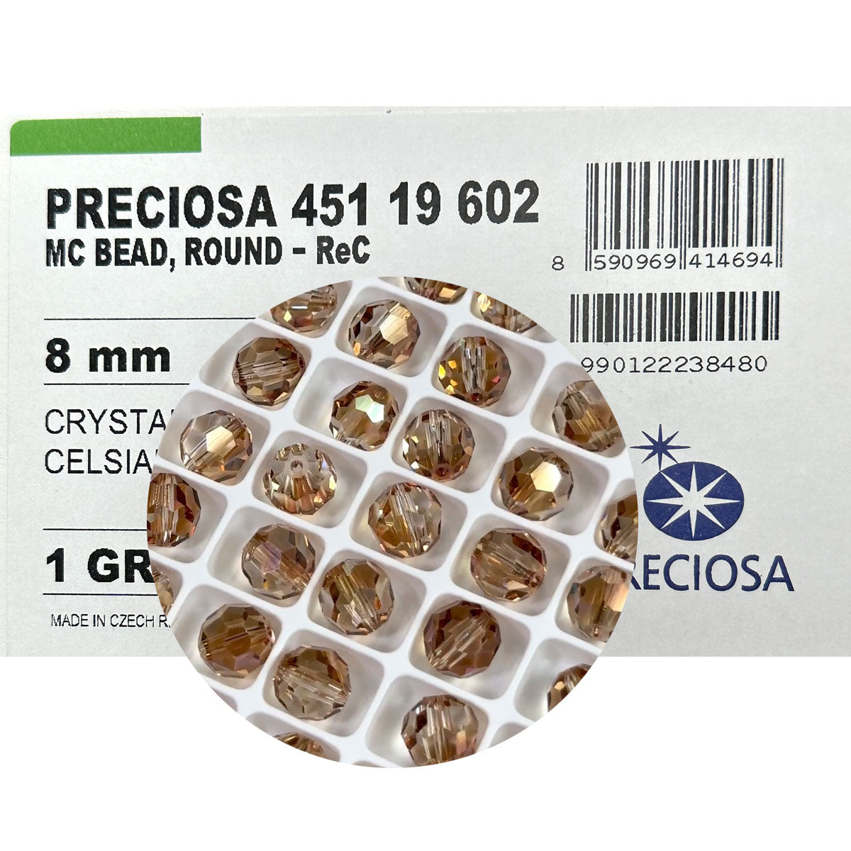 Crystal Celsian Half coated Czech Machine Cut Round Crystal Beads 6mm 8mm