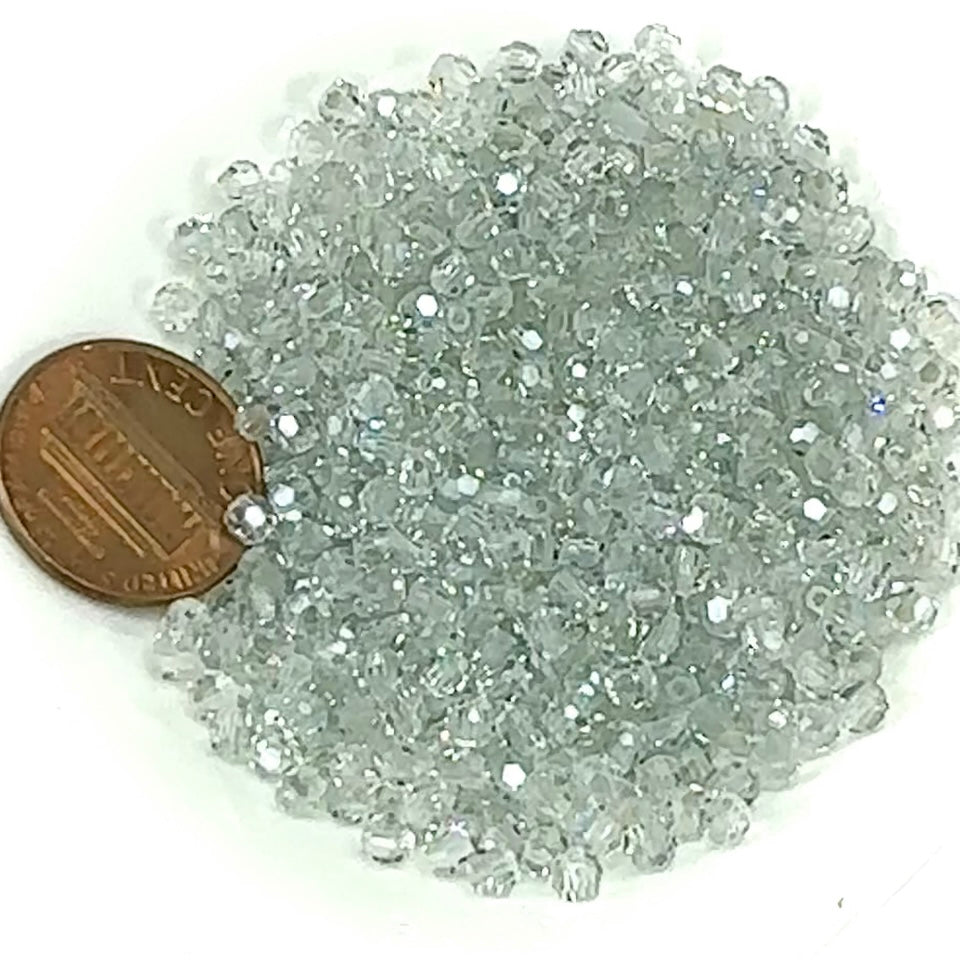 Crystal Lagoon coated Czech Machine Cut Round Crystal Beads light silvery green 3mm Crystal Faceted Beads