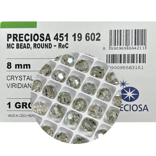 Crystal Viridian coated Czech Machine Cut Round Crystal Beads in sizes ...