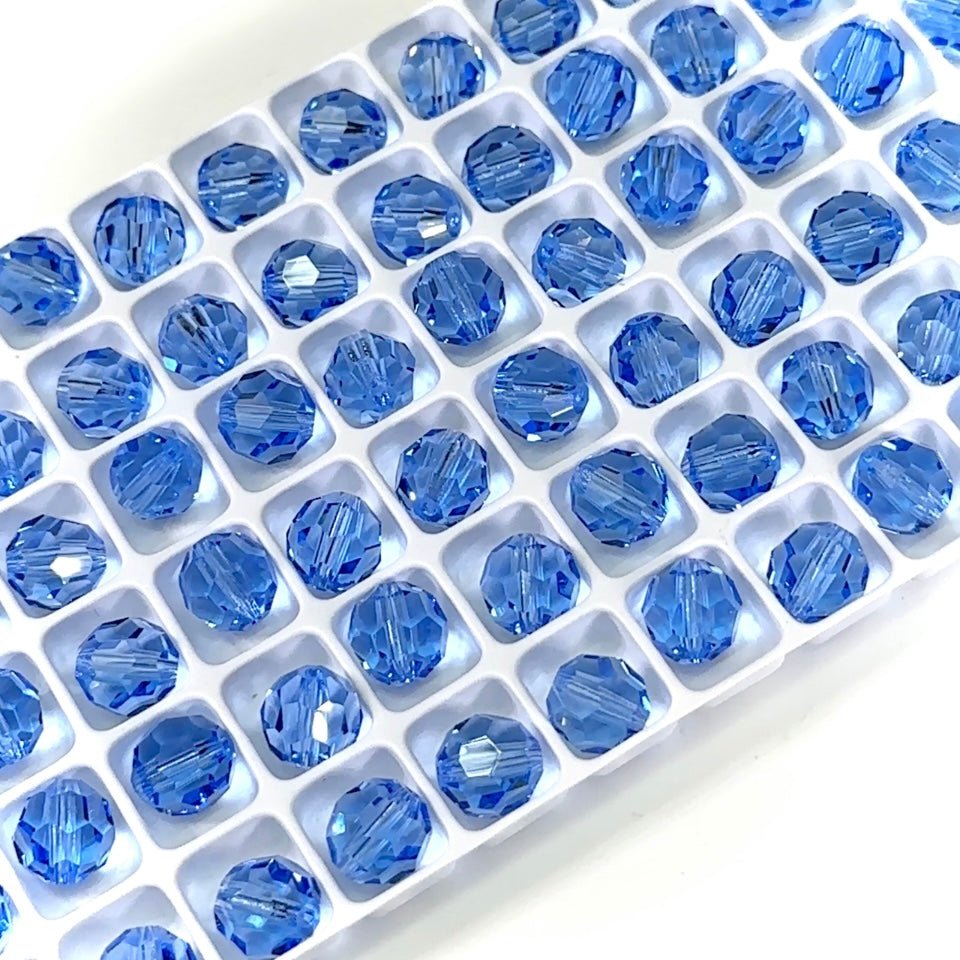 Light Sapphire Czech Machine Cut Round Crystal Beads light blue 3mm 4mm 6mm 8mm 10mm