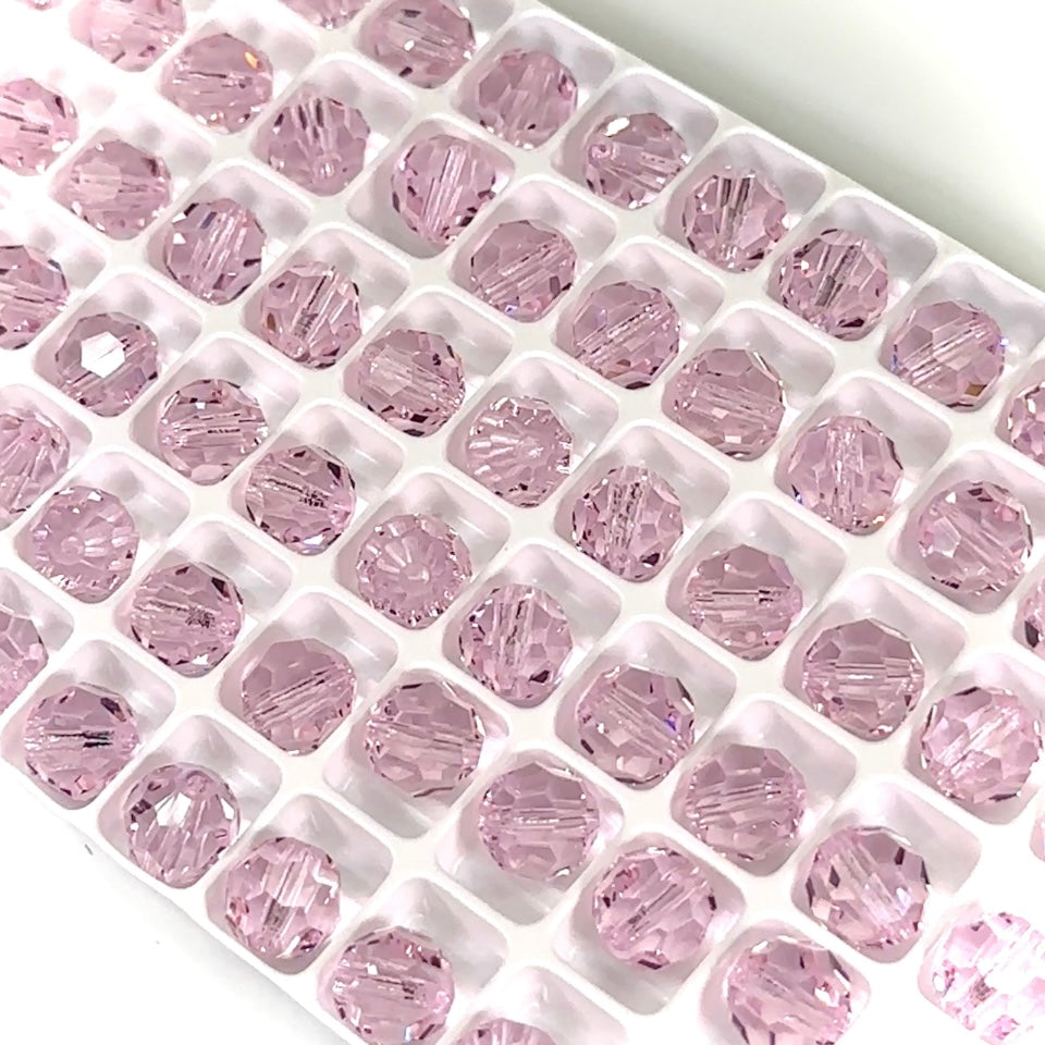 Pink Sapphire Czech Machine Cut Round Crystal Beads 6mm 8mm Rosary Size Preciosa Faceted Beads