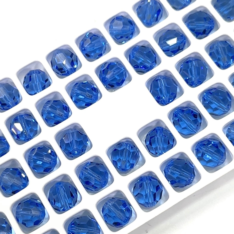Sapphire Czech Machine Cut Round Crystal Beads Preciosa blue rosary beads 6mm 10mm