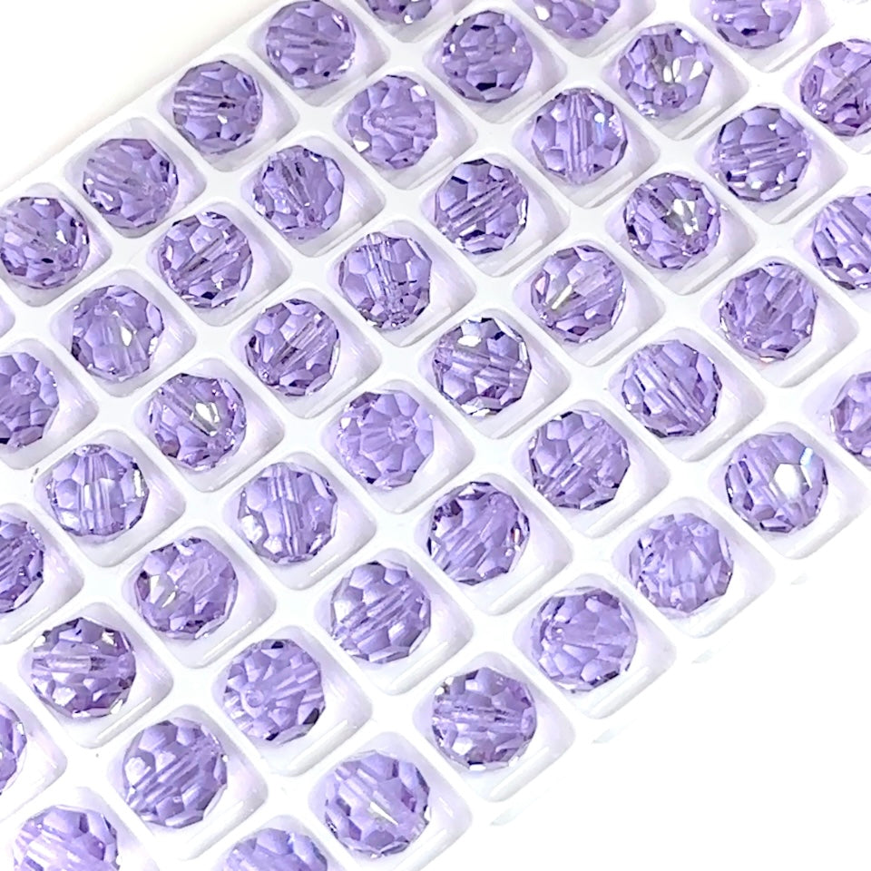 Violet Czech Machine Cut Round Crystal Beads 8mm Rosary Size Beads