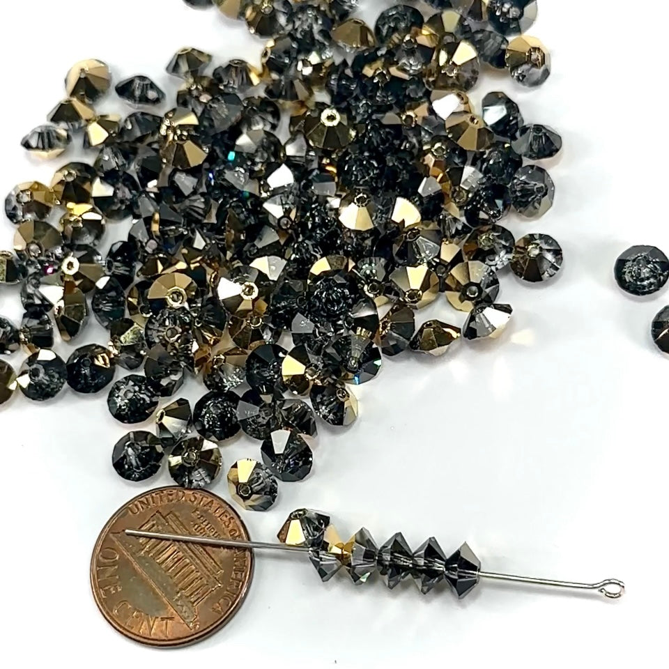 CHOOSE A COLOR - Czech MC Spacer Beads (Squished Bicones), size 4x6mm, 36 pieces
