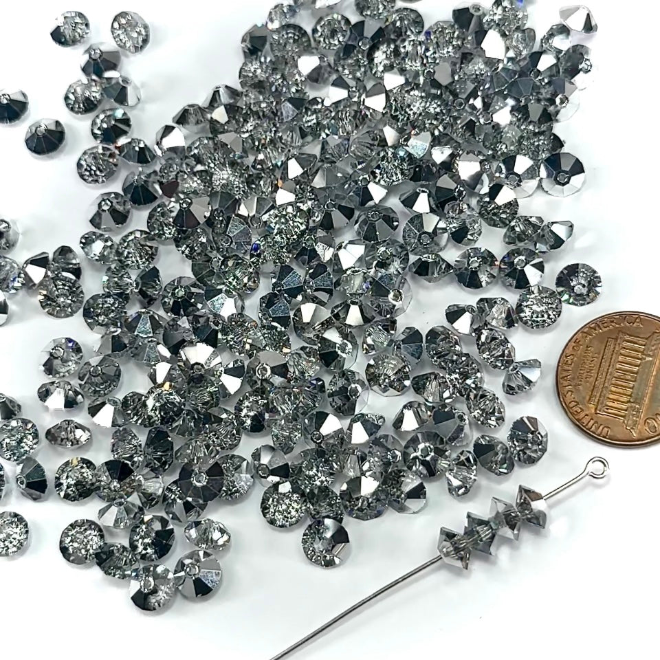 CHOOSE A COLOR - Czech MC Spacer Beads (Squished Bicones), size 4x6mm, 36 pieces