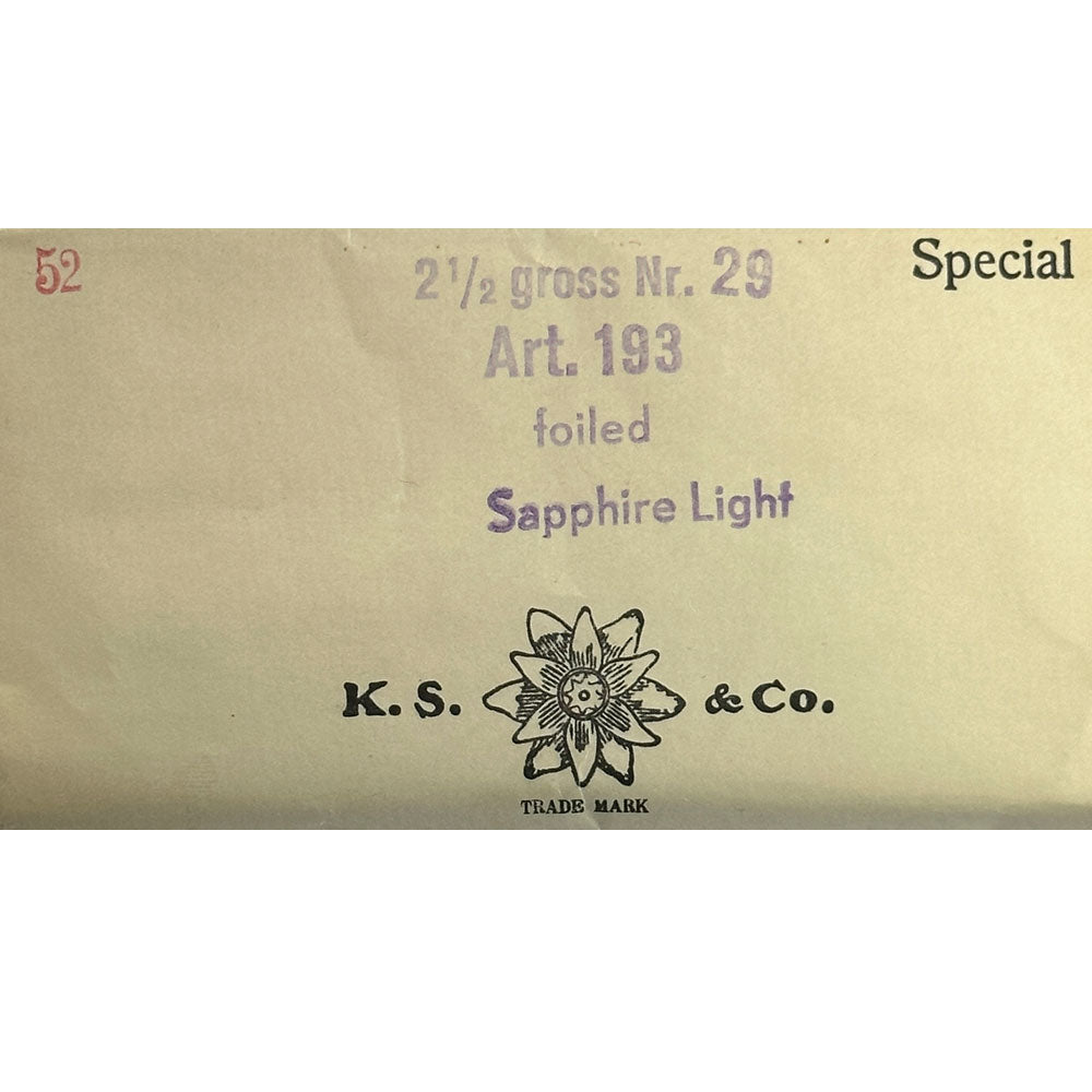 Swarovski Art.# 193 Nr.29 - Light Sapphire Gold Foiled Vintage Keystone Baguette Pointed Back Fancy Stones in size 5.9x4.9x2.8mm, 130pcs