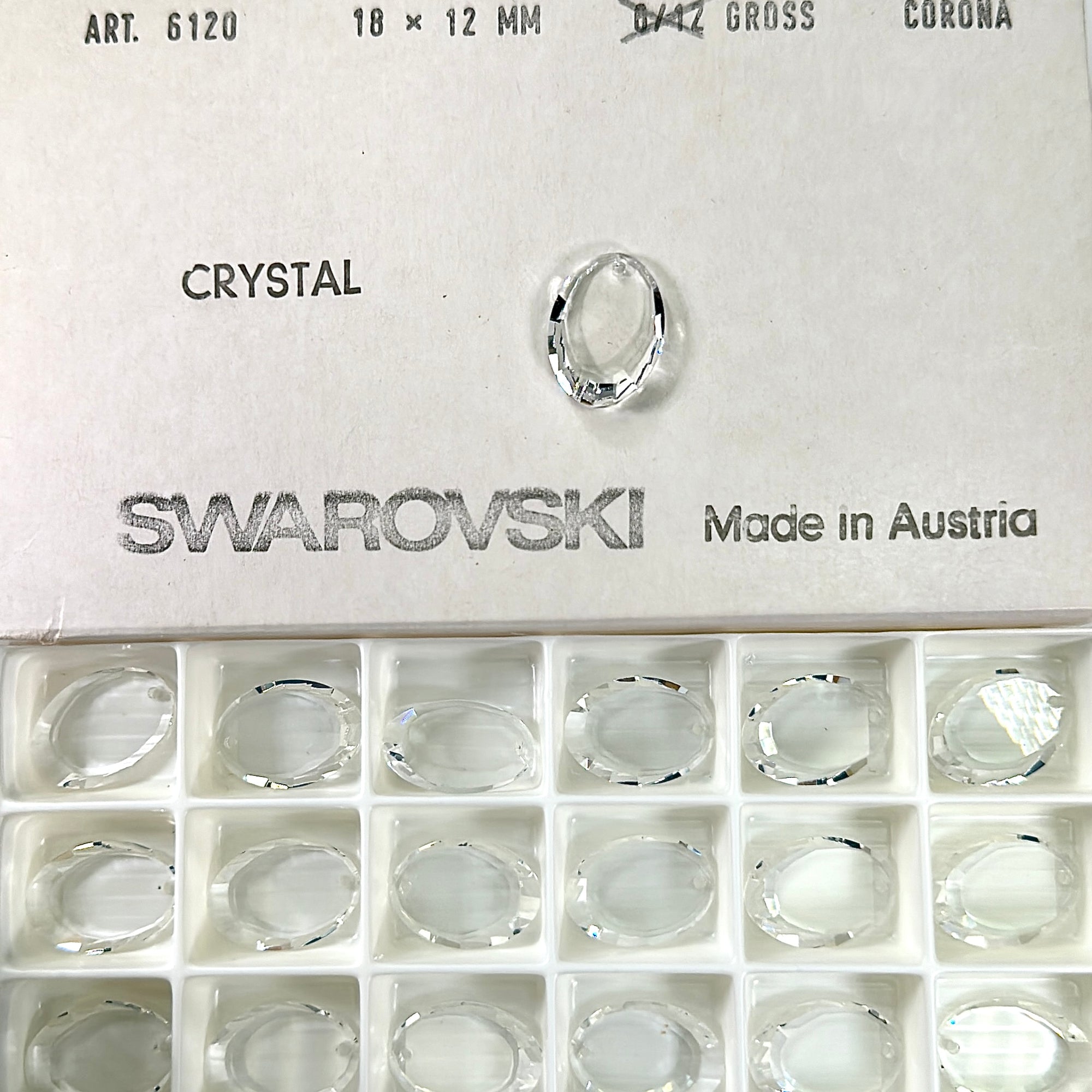 Swarovski Art.# 6120 - Clear Crystal Top Drilled Flat Oval Window Pendants 4pcs size 18x12mm SW046