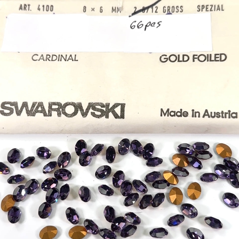 Swarovski Art.# 4100 - Cardinal Vintage Pointed Back Oval Fancy Stones 66pcs size 8x6mm SW048